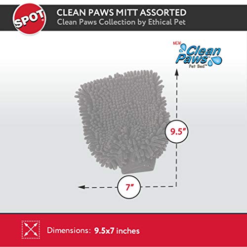 Clean Paws - Chenille Microfiber Dog Towel Mit - 9.5X7 Inches/Attractive, Durable, Super Absorbent, Washable. by Ethical Pets