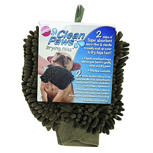 Clean Paws - Chenille Microfiber Dog Towel Mit - 9.5X7 Inches/Attractive, Durable, Super Absorbent, Washable. by Ethical Pets