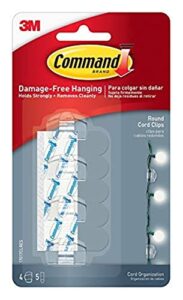 command 17017clr round cord clip, plastic, clear