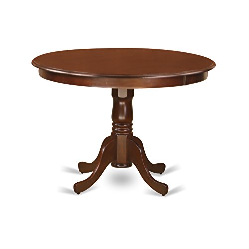 East West Furniture HLCA5-MAH-LC 5 Piece Modern Dining Table Set Includes a Round Wooden Table with Pedestal and 4 Faux Leather Kitchen Dining Chairs, 42x42 Inch, Mahogany