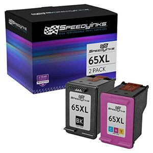 speedyinks remanufactured ink cartridge replacements for hp 65xl 65 xl high-yield (1 black, 1 color, 2-pack) for envy 5055 5052 5058 deskjet 3755 2655 3720 3722 3723 3752 3758 2652 2624 printer