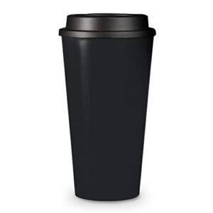 Simply Green Solutions - Reusable Coffee Cups with Lids, Thermal Cups for Hot and Cold Drinks, Double Wall Tumbler, To Go Coffee Cups, 16 oz Coffee Tumbler, Screw-On Sip Lid, Dishwasher Safe, Black