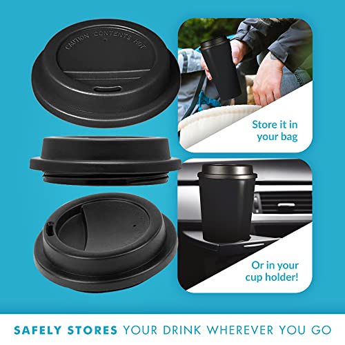 Simply Green Solutions - Reusable Coffee Cups with Lids, Thermal Cups for Hot and Cold Drinks, Double Wall Tumbler, To Go Coffee Cups, 16 oz Coffee Tumbler, Screw-On Sip Lid, Dishwasher Safe, Black