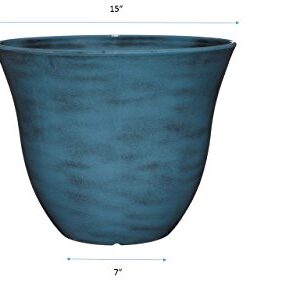 Classic Home and Garden Honeysuckle Resin Flower Pot Planter, Blue Jean, 15"