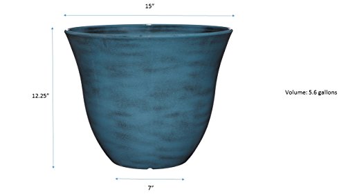 Classic Home and Garden Honeysuckle Resin Flower Pot Planter, Blue Jean, 15"