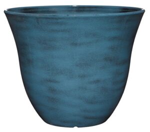 classic home and garden honeysuckle resin flower pot planter, blue jean, 15"