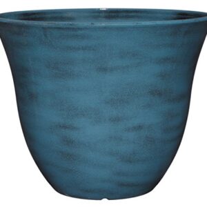 Classic Home and Garden Honeysuckle Resin Flower Pot Planter, Blue Jean, 15"