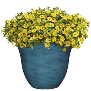 Classic Home and Garden Honeysuckle Resin Flower Pot Planter, Blue Jean, 15"