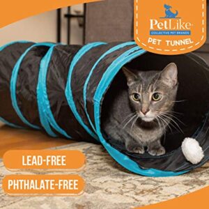 PetLike S Way Cat Tunnel Collapsible Pop-up Pet Tube Hideaway Play Toy with Ball (S-Way, Black)