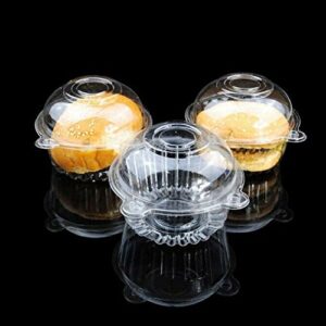 Hewnda 100 Pack Plastic Single Individual Cupcake Muffin Dome Holders Cases Boxes Cups Pods,Great for parties or cake/muffin sales