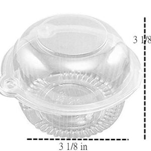 Hewnda 100 Pack Plastic Single Individual Cupcake Muffin Dome Holders Cases Boxes Cups Pods,Great for parties or cake/muffin sales