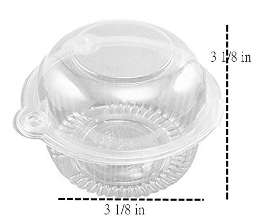 Hewnda 100 Pack Plastic Single Individual Cupcake Muffin Dome Holders Cases Boxes Cups Pods,Great for parties or cake/muffin sales