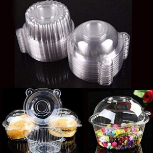 Hewnda 100 Pack Plastic Single Individual Cupcake Muffin Dome Holders Cases Boxes Cups Pods,Great for parties or cake/muffin sales