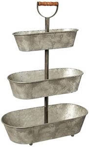 creative co-op metal 3 tier container with wood handle