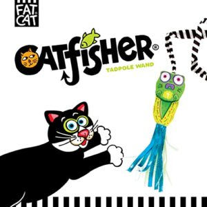 fat cat interactive cat toys - tadpole cat wand stuffed with 100% organic catnip