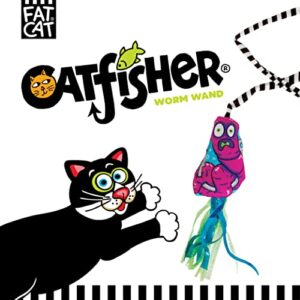 petmate fat cat interactive cat toys - worm cat wand stuffed with 100% organic catnip
