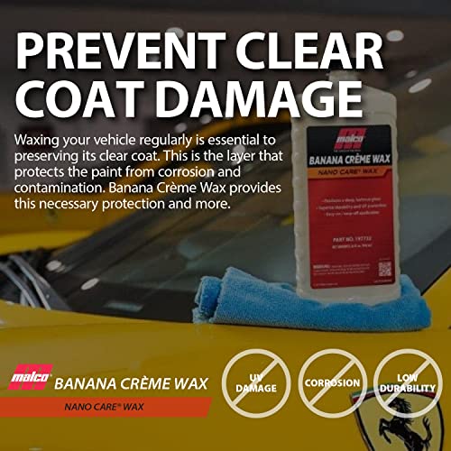 Malco Nano Care Banana Creme Wax - Deep Gloss Shine and Long-Lasting UV Protection / For Automotive, Marine and Industrial Finishes / 32 oz. (197732)