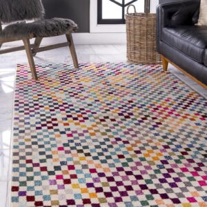 Unique Loom Chromatic Collection Modern Geometric & Vibrant Abstract Area Rug For Any Home Décor (5' 0 x 8' 0 Rectangular, Multi/ Beige)