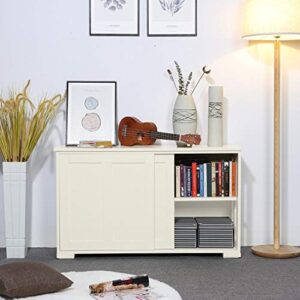 go2buy Antique White Stackable Sideboard Buffet Storage Cabinet with Sliding Door Kitchen Dining Room Furniture