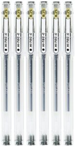 pilot hi-tec-c 025 gel ink ballpoint pen, ultra fine - 0.25mm, black, lh-20c25-b, 6 pack