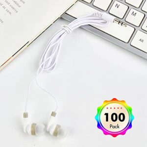 CN-Outlet Wholesale Bulk Earbuds Headphones Individually Bagged 100 Pack for iPhone, Android, MP3 Player White