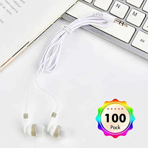 CN-Outlet Wholesale Bulk Earbuds Headphones Individually Bagged 100 Pack for iPhone, Android, MP3 Player White