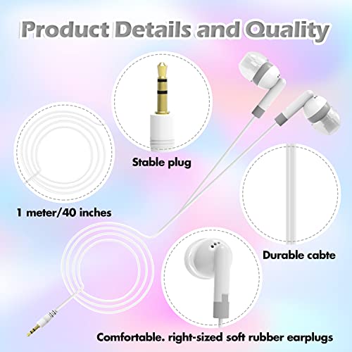 CN-Outlet Wholesale Bulk Earbuds Headphones Individually Bagged 100 Pack for iPhone, Android, MP3 Player White