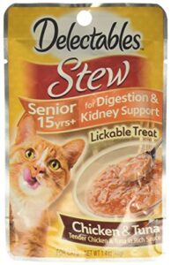 hartz delectables stew lickable treat for senior cats chicken tuna (pack of 4)