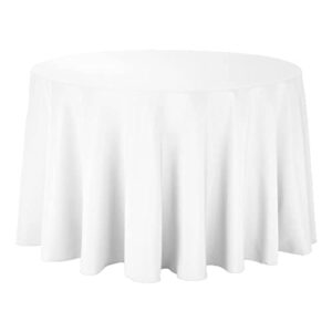 Sparkles Make It Special Leading Linens 10-pcs 108" Inch Round Polyester Cloth Fabric Linen Tablecloth - Wedding Reception Restaurant Banquet Party - Machine Washable - White