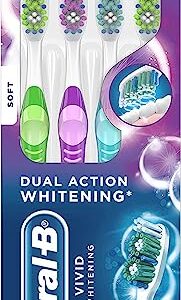 Oral-B Vivid Dual Action Whitening Toothbrushes, Soft, 4 Count (Packaging and Product Color May Vary)