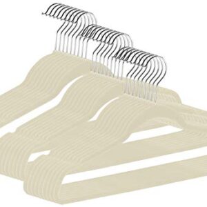 ZOYER Premium Velvet Hangers (50 Pack, Ivory) Non-Slip Clothes Hangers - Strong and Durable Suit Hangers - Space Saving Coat Hangers, 360 Degree Rotatable Hook Pant Hangers.