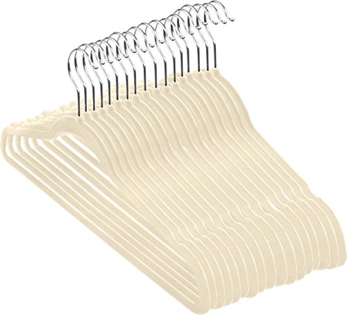 ZOYER Premium Velvet Hangers (50 Pack, Ivory) Non-Slip Clothes Hangers - Strong and Durable Suit Hangers - Space Saving Coat Hangers, 360 Degree Rotatable Hook Pant Hangers.