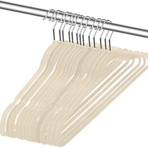 ZOYER Premium Velvet Hangers (50 Pack, Ivory) Non-Slip Clothes Hangers - Strong and Durable Suit Hangers - Space Saving Coat Hangers, 360 Degree Rotatable Hook Pant Hangers.