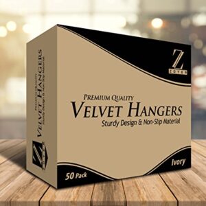 ZOYER Premium Velvet Hangers (50 Pack, Ivory) Non-Slip Clothes Hangers - Strong and Durable Suit Hangers - Space Saving Coat Hangers, 360 Degree Rotatable Hook Pant Hangers.