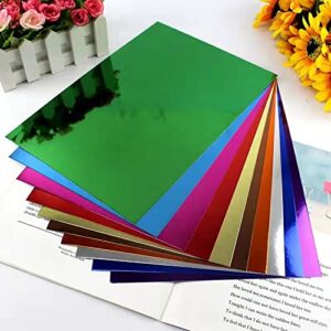 longshine-us 10 Sheets 8" x 12" Soft Touch Metallic Mixed Colors Foil Mirror Cardstock Premium Card Sparkling Assorted Mixed Colors Craft Glitter Cardstock Cardmaker DIY Gift