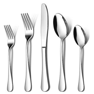 lianyu 20 piece silverware flatware cutlery set, stainless steel utensils service for 4, include knife fork spoon, mirror polished, dishwasher safe