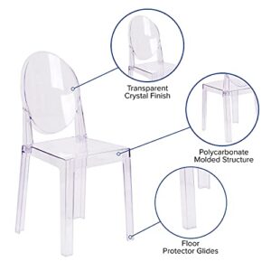 Flash Furniture Revna 4 Pack Revna Ghost Chair with Oval Back in Revna Transparent Crystal