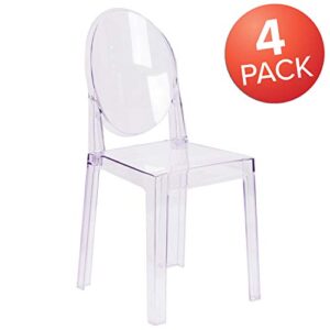 Flash Furniture Revna 4 Pack Revna Ghost Chair with Oval Back in Revna Transparent Crystal