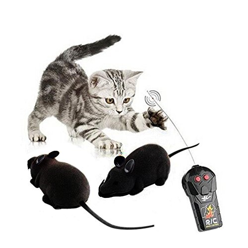 Giveme5 Wireless Remote Control Mock Fake Rat Mouse Mice RC Toy Prank Joke Scary Trick Bugs for Party and for Cat Puppy Funny Toy (Black)