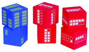 learning advantage 7297 ten frame foam dice, 4 red and 2 blue, grade: kindergarten to 2 (pack of 6)