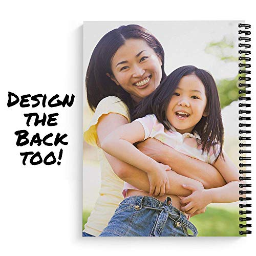 Create Your Own Photo Upload Personalized Notebook/Journal, Laminated Soft Cover, 120 pages of your selected paper, lay flat wire-o spiral. Size: 8.5” x 11”. Made in the USA