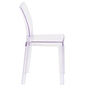 Flash Furniture Emilie Ghost Chair with Square Back in Transparent Crystal