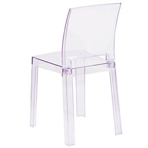 Flash Furniture Emilie Ghost Chair with Square Back in Transparent Crystal