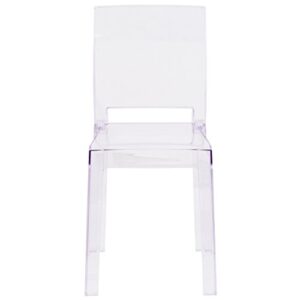 Flash Furniture Emilie Ghost Chair with Square Back in Transparent Crystal
