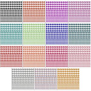 housuner 2580 pcs rhinestone stickers in 15 colors & 3 sizes, 15 sheets diy self adhesive colorful gem rhinestone embellishment stickers sheet fits for crafts, body, nails, etc. (multi-color)