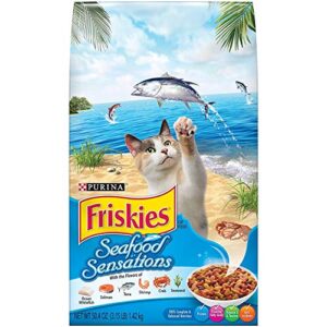friskies seafood sensations adult dry cat food, 3.15 lb