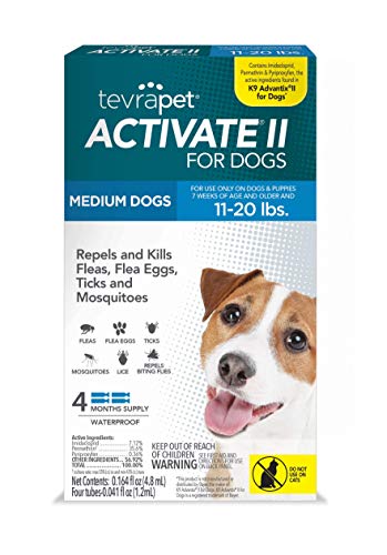 Activate II Flea and Tick Prevention for Dogs | 4 Count | Medium Dogs 11-20 lbs | Topical Drops | 4 Months Flea Treatment