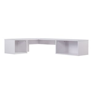 sei furniture flynn floating wall mount corner desk - storage cubbies - pure white finish