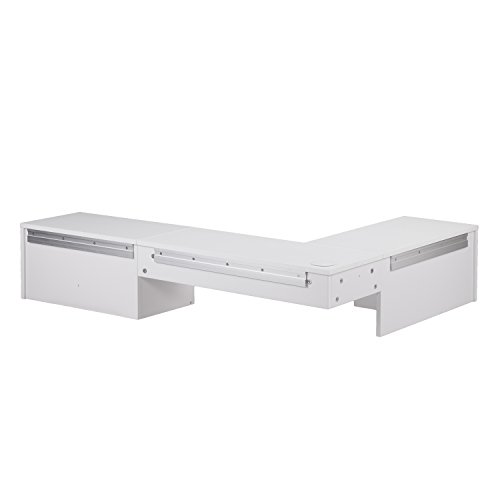 SEI Furniture Flynn Floating Wall Mount Corner Desk - Storage Cubbies - Pure White Finish