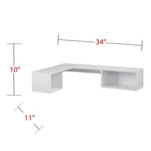 SEI Furniture Flynn Floating Wall Mount Corner Desk - Storage Cubbies - Pure White Finish